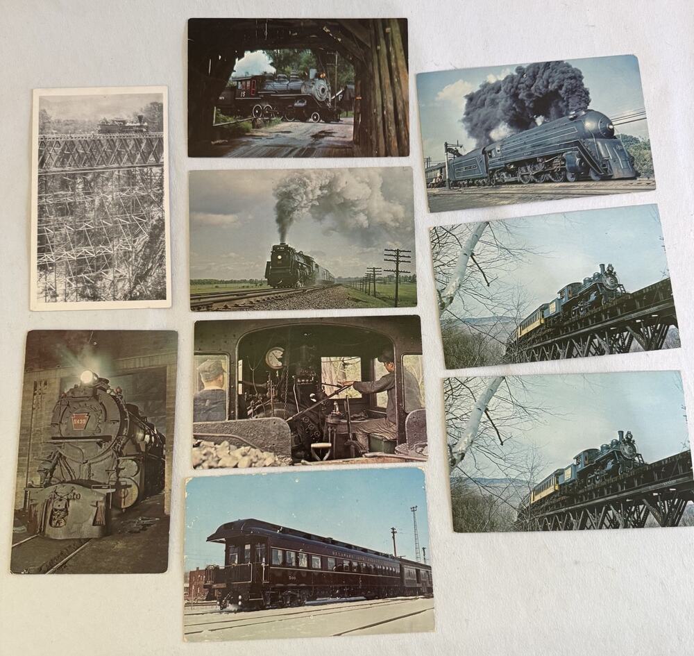 Vintage Train & Railroad Postcards Lot of 9 Various Lines, Trains & Images (VT)